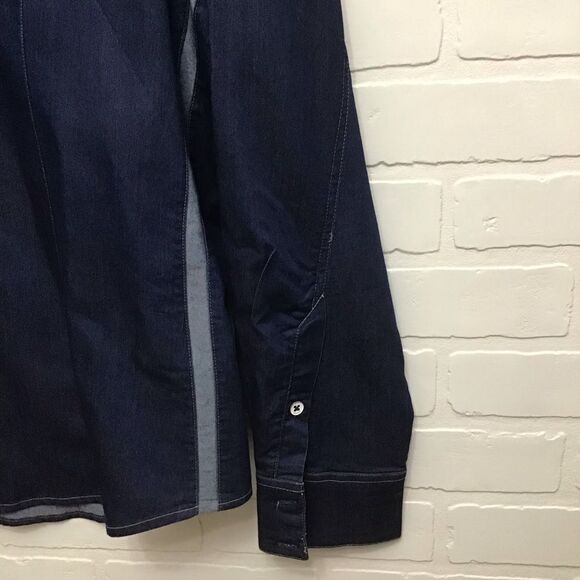 RUFEN Men’s XXL Embroidered Denim Button Down Shirt | Cotton Stretch Long Sleeve - Picture 8 of 16